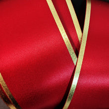 Load image into Gallery viewer, 4&quot; Acetate Badge Ribbon with Embossed Wide Gold Metallic Edge
