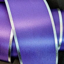 Load image into Gallery viewer, 1 1/2&quot; Acetate Satin Badge Ribbon with Wide Silver Metallic Edge
